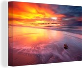 Un coucher de soleil rouge colore le ciel à la plage de Darwin Toile 30x20 cm - petit - Tirage photo sur toile (Décoration murale salon / chambre) / Mer et plage