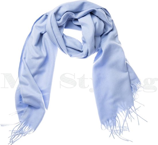 Sjaal effen shawl - licht blauw