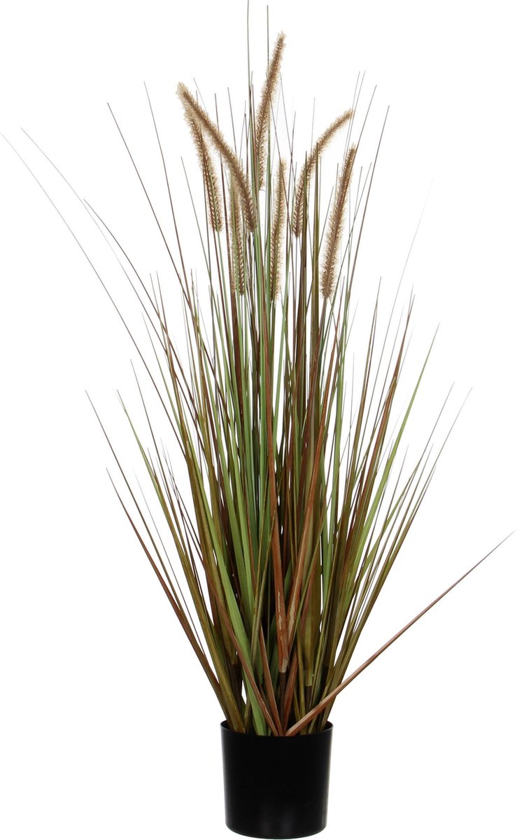 Mica Decorations gras pluim kunstplant - groen/bruin - H150 x D70 cm