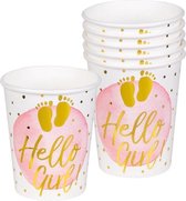 Boland Feestbekers Hello Girl! Meisjes Papier Wit/roze 6 Stuks