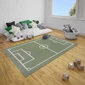 Kinderkamer vloerkleed Voetbalveld - groen/zwart 120x170 cm