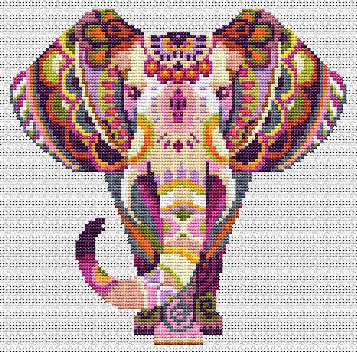 borduurpakket MANDALA OLIFANT - AWSOME PATTERNS - telpatroon om zelf te borduren