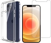 iPhone 12 Pro Max Hoesje en Screenprotector - iPhone 12 Pro Max Hoesje Transparant Siliconen Case + Screen Protector Glas