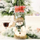 Cadeauverpakking Wijnfles Kerst | Wijnfleshoes Kerstman - sneeuwpop | Wijnfleshouder Kerstdecoratie| Wijnfles Decoratie