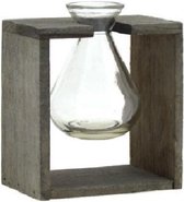 Houten rek met hangfles Grijs - 13 CM - Vaasje - Decoratie - 2 STUKS
