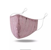 Trendy Mondkapje - Pink - model B|Herbruikbaar mondmasker|100% katoen|Wasbaar gezichtsmasker|met slide voor filter|Zacht elastiek|Volwassenen| Glitter