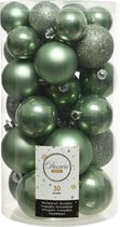 Decoris Kerstbal Plastic Gl-Mt-Glitter Salie Groen assorted
