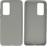 Bestcases Color Telefoonhoesje - Backcover Hoesje - Siliconen Case Back Cover voor Huawei P40 - Grijs
