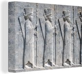 Canvas Schilderij Close-up van een stenen wand van het Perzische Rijk - 40x30 cm - Wanddecoratie