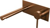 Brauer Copper Edition inbouw wastafelkraan I-model met achterplaat - hendel 1 - geborsteld koper PVD