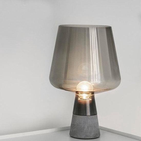 Smoke Glazen Tafellamp - Beton - E27 Fitting - ø25x38cm - Grijs/Zwart