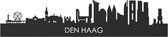 Skyline Den Haag Zwart hout  - 80 cm - Woondecoratie design - Wanddecoratie met LED verlichting