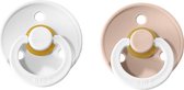 BIBS fopspeen set van 2 - WHITE (wit) + BLUSH GLOW - Maat 1 - T1 Leeftijd: 0-6- maanden