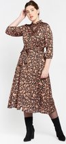 LOLALIZA Maxi jurk van satijn met hartjes print - Bruin - Maat 36