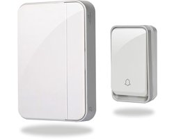 Draadloze Deurbel set met Ontvanger & Drukknop - Plug & Play - Waterdicht - Batterij vrij - 4 Volumes & 51 Melodieën - LED - Wit - Athletix