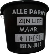 Cadeau emmer - Alle Papa's zijn lief - 12 liter - zwart - cadeau - geschenk - gift - kado - surprise - vaderdag