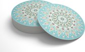 vinyl onderzetters | Mandala aqua | 5 stuks (1 gratis)