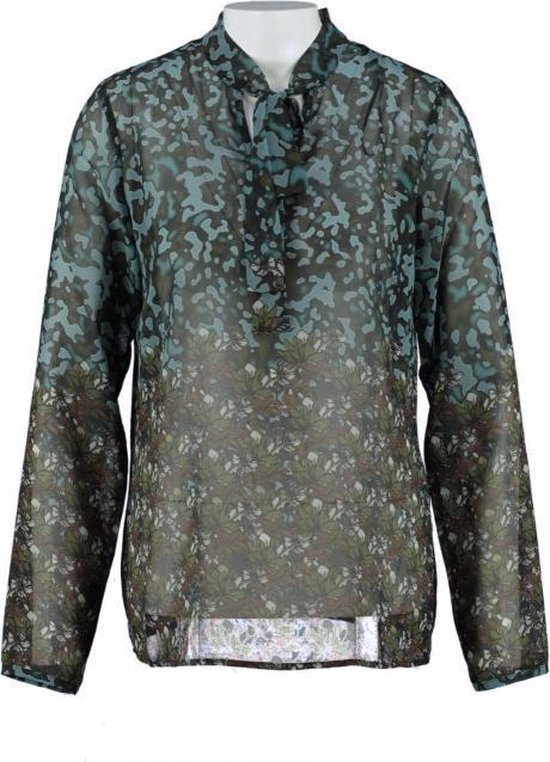 H&M Transparante blouse wit-lichtgrijs volledige print casual uitstraling Mode Blouses Transparante blousen 