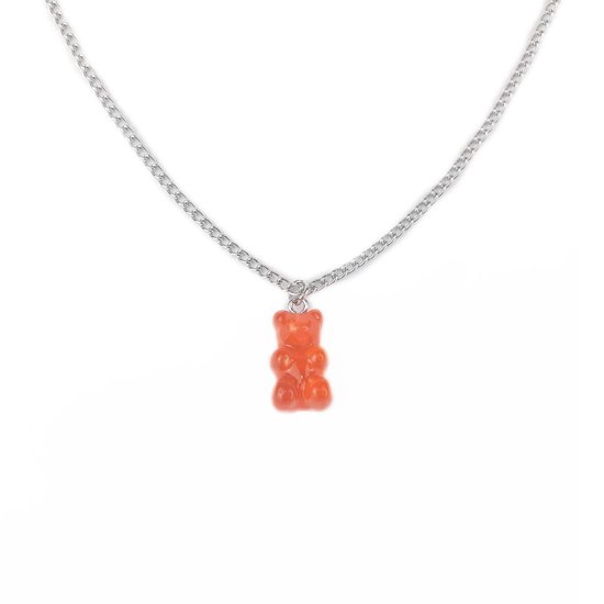 NiSy.nl Gummy Bear ketting | Gummi Beer| Candy Snoep | Zilverkleurig | Rood