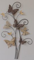 wanddecoratie - metaal schilderij - vlinders - 44x88