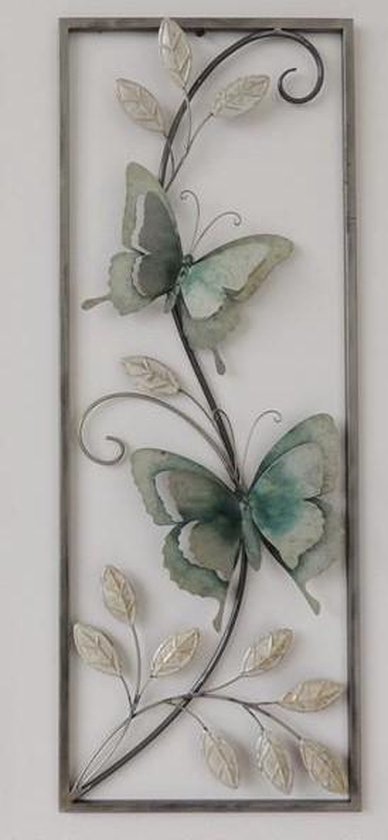 Wanddecoratie - Metaal schilderij - vlinders - 28x73