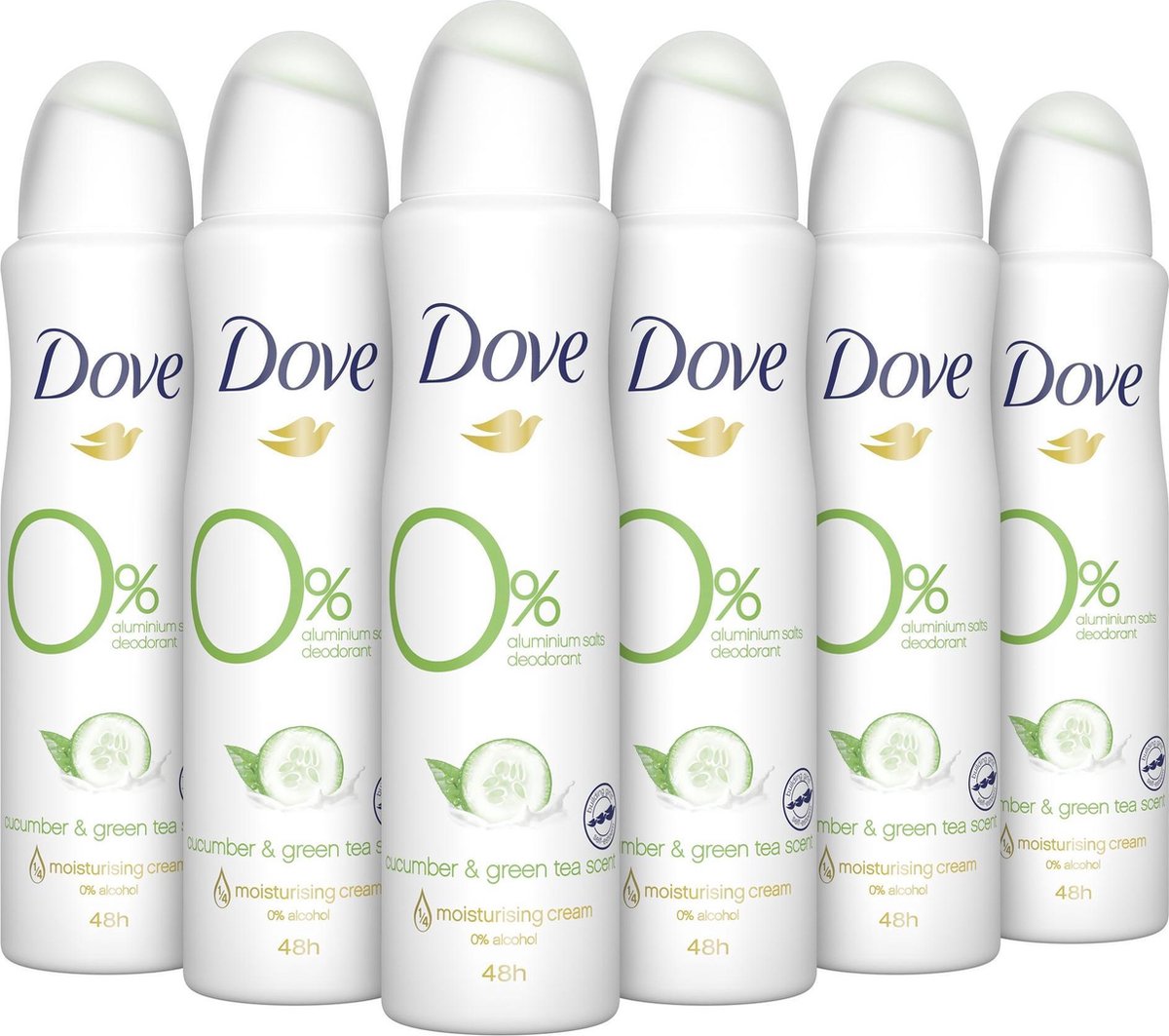 Goedkoopste Dove 0 Aluminiumzouten Cucumber Deodorant Spray - 6 x 150 ml - Voordeelverpakking
