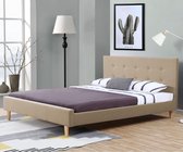 Tweepersoonsbed Estoril 180x200 cm stof linnen creme