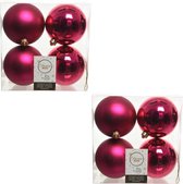8x Bessen roze kunststof kerstballen 10 cm - Mat/glans - Onbreekbare plastic kerstballen - Kerstboomversiering bessen roze
