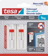 4x pièces de clous adhésifs Tesa réglables - blanc - pour les surfaces sensibles telles que le papier peint et le plâtre - capacité de charge 1 kg - clou / vis