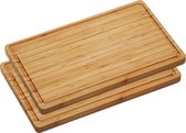 2x Bamboe houten snijplanken 27 x 45 cm - Keukenbenodigdheden - Kookbenodigdheden - Dikke snijplank van hout - Snijplankjes/snijplankje