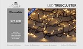 1x Kerstverlichting clusterverlichting met timer en dimmer 576 lampjes warm wit  7,5 mtr - Voor binnen en buiten gebruik