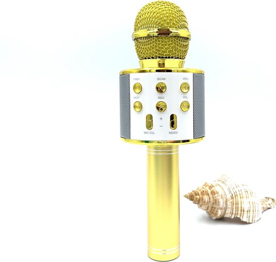 achter puberteit mineraal Kinder Karaoke Microfoon - Draadloos - Bluetooth Verbinding - Goud Popster  | bol.com