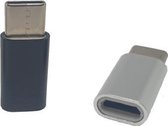 Set van 2 Verloop Adapter MICRO USB-adapter naar USB-C – Nieuw Model - Opzetstuk - Micro-USB to USB C Converter – Zilver + Zwart - oDaani