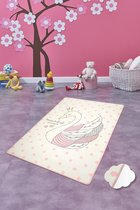 Nerge.be | Vloerkleed Kinderkamer | Swan Ecru | Kinderen Swan Playmat Slaapkamer Speelkamer woonkamer Animal 100cm X 160cm (39.37 "X 63") Beste kindervloerkleden om te spelen - Ecr