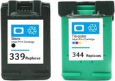 Compatible inkt cartridges voor HP 339/344(XL) | Multipack van 2 inktcartridges Deskjet 5740, 5745, 6520, 6540, 6620, 6840, 9800, 6205, 6210, 7210, 7310, 7410, Photosmart 2610, 2710, 7850, 81