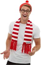 Smiffys - Where's Wally? Kostuum Accessoire Set - Rood/Wit
