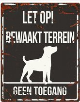 D&D Waakbord / Warning sign square jack russel n Zwart 20x25cm