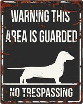 D&D Waakbord / Warning sign square dachshund gb Zwart 20x25cm