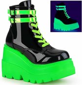 DemoniaCult Plateau Laarzen -35 Shoes- SHAKER-52 US 5 Zwart/Groen