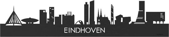 Skyline Eindhoven Zwart hout - 120 cm - Woondecoratie - Wanddecoratie - Meer steden beschikbaar - Woonkamer idee - City Art - Steden kunst - Cadeau voor hem - Cadeau voor haar - Jubileum - Trouwerij - WoodWideCities