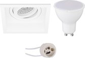 LED Spot Set - Pragmi Domy Pro - GU10 Fitting - Inbouw Vierkant - Mat Wit - 4W - Natuurlijk Wit 4200K - Verdiept - Kantelbaar - 105mm - BES LED