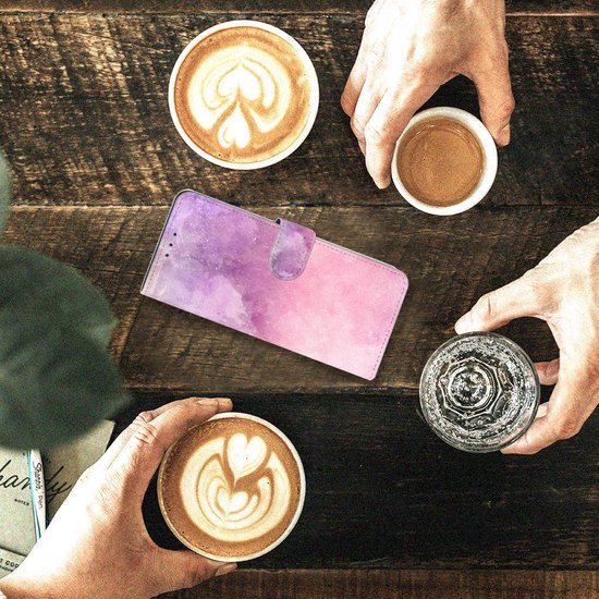 Coque Téléphone Sony Xperia 1 II Housse en Cuir Etui de Protection pour Peinture Rose Pourpre