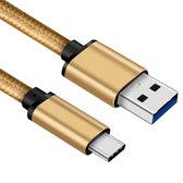 USB C kabel - C naar A - Nylon mantel - Goud - 1 meter - Allteq