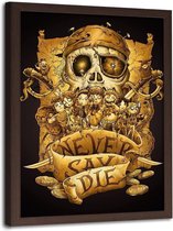 Foto in frame , Never say die , Peter Pan , 70x100cm , Bruin zwart , Premium Print