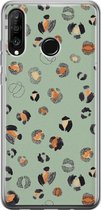 Huawei P30 Lite hoesje - Luipaard baby leo - Soft Case Telefoonhoesje - Luipaardprint - Blauw