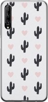 Huawei P Smart Pro hoesje - Cactus hartjes - Soft Case Telefoonhoesje - Planten - Zwart