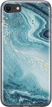 iPhone SE 2020 hoesje siliconen - Marmer blauw - Soft Case Telefoonhoesje - Marmer - Transparant, Blauw