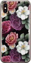 iPhone X/XS hoesje siliconen - Flowers - Soft Case Telefoonhoesje - Bloemen - Transparant, Multi