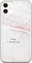 iPhone 11 hoesje siliconen - Today I choose joy - Soft Case Telefoonhoesje - Tekst - Transparant, Grijs