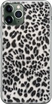 iPhone 11 Pro hoesje siliconen - Luipaard grijs - Soft Case Telefoonhoesje - Luipaardprint - Transparant, Grijs